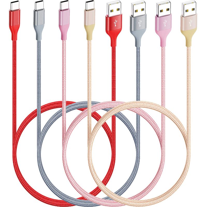 Photo 1 of 4Colors USB C Cable,HYXing [4-Pack,10/6/6/3ft] Nylon USB A to Type C Cable Long Fast Premium Charging Cord for Samsung Galaxy S10 S10+ / Note 8, LG V20 and Other USB C Charger (Red Gray Pink Gold)
