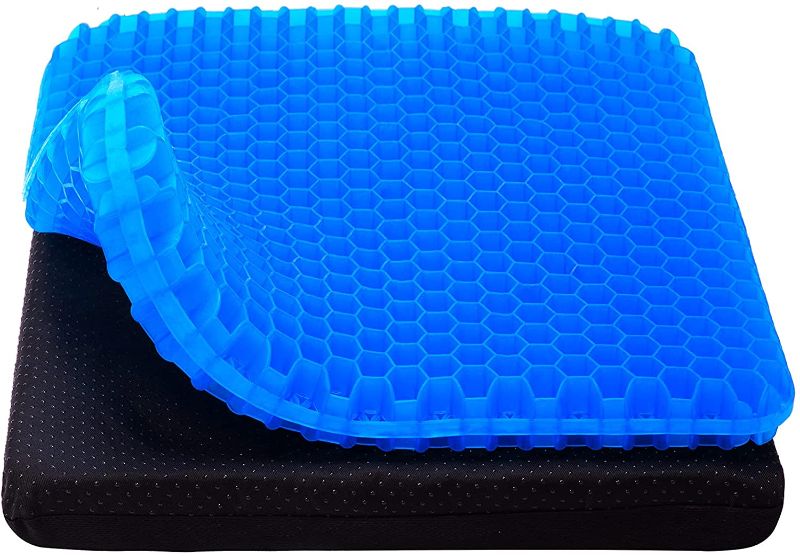 Photo 1 of Gel Seat Cushion, Cooling seat Cushion Thick Big Breathable Honeycomb Design Absorbs Pressure Points Seat Cushion with Non-Slip Cover Gel Cushion for Office Chair Home Car seat Cushion for Back Pain
