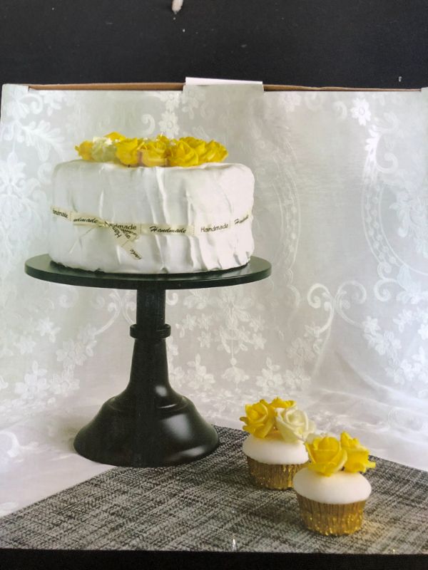 Photo 2 of  Cake Stand Set Black Metal Cupcake Holder Dessert Display Plate Decor Serving Platter for Baby Shower Wedding Birthday Parties Celebration