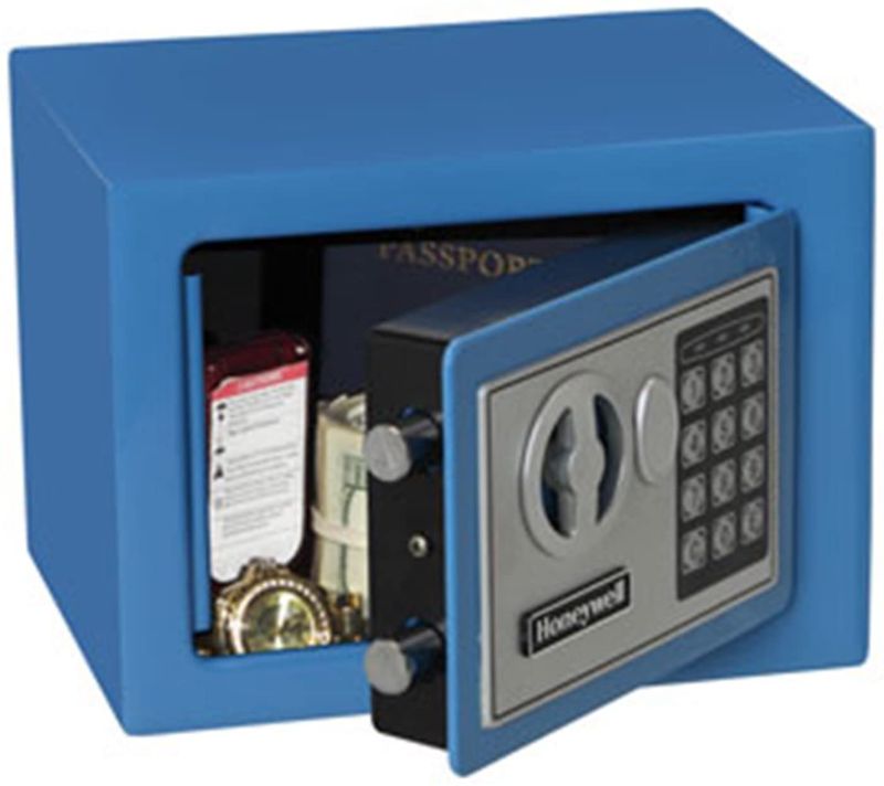 Photo 1 of Honeywell Safes & Door Locks 5005B HONEYWELL-5005B Steel Security Safe with Digital Lock, 0.17-Cubic Feet, Blue, 0.17 Cubic Feet - Black 