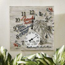 Photo 1 of 14" X14" Beach Rules Clock With Thermometer