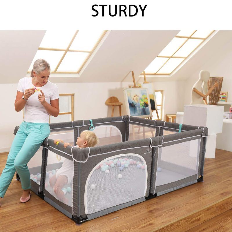 Photo 1 of Baby Playpen, Extra Large Playyard for Baby, Play Pens for Babies and Toddlers, Sturdy Safety Huge Baby Fence Play Area Center with Gate, Giant Play Yard for Kids, Twins, Child, Infants