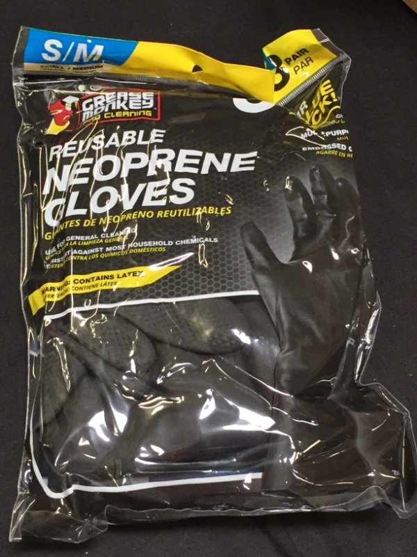 Photo 2 of 12 Black Pairs Grease Monkey Pro Cleaning Reusable Long Cuff Neoprene Gloves Small-Medium