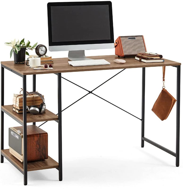 Photo 1 of LINSY HOME 47 Inch Computer Desk, Writing Laptop Table for Work Study Gaming with Adjustable Shelf, LS209V1 (Wood)
