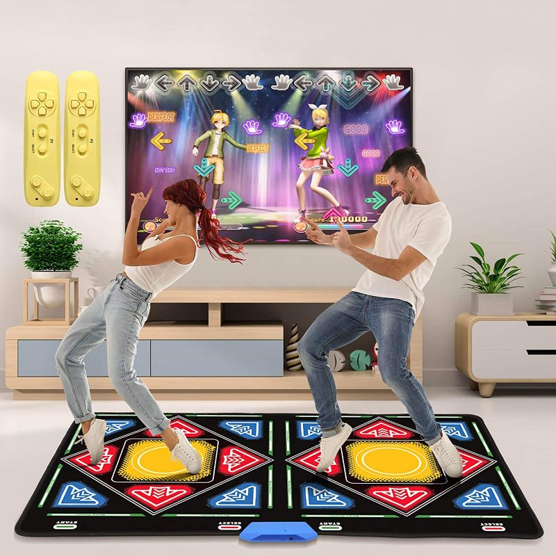 Photo 1 of Double Dance Mat for Kids Adults, HDMI Game/Dance/Musical Blanket Pad for Boys Girls, 168Pcs Wireless & Classic Games, Portable Flannel Dance Floor Yoga Dance Pad, MV/3D/Cartoon Mode, Non-Slip
