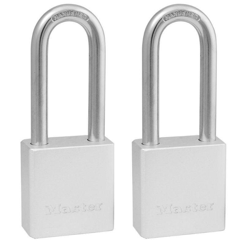 Photo 1 of 1-1/2 in. Solid Aluminum Padlock with 2 in. Extra Long Shackle (2-Pack)
