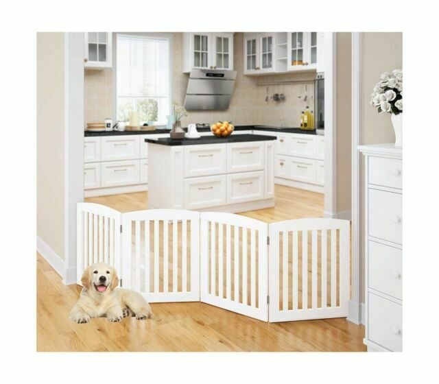 Photo 1 of 
PAWLAND-4 Panels,24 Inch,Dog Gate, Freestanding Foldable Wooden Pet Gate, Safety Gate Fence White 