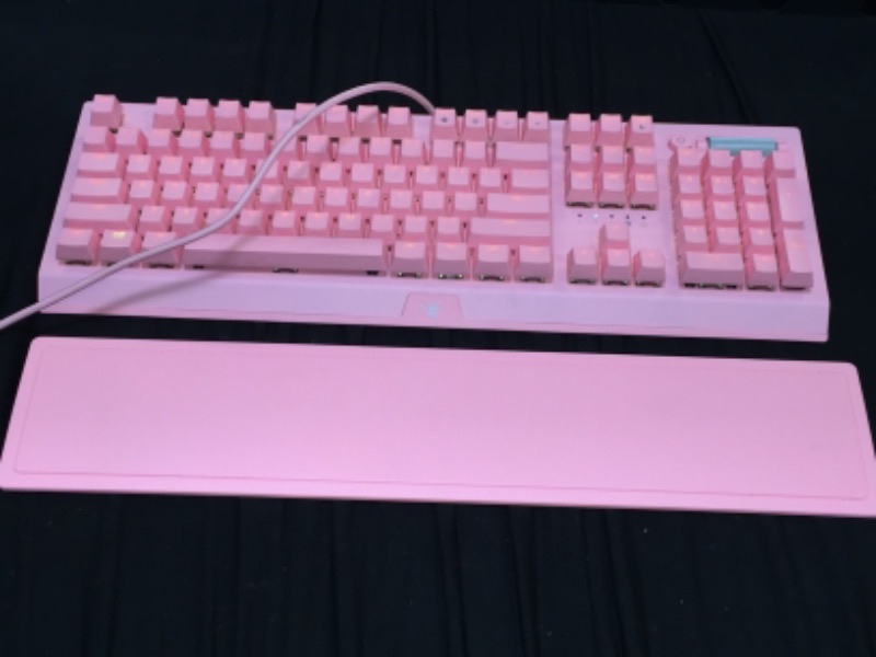 Photo 2 of Razer BlackWidow V3 Mechanical Gaming Keyboard: Green Mechanical Switches - Tactile & Clicky - Chroma RGB Lighting - Compact Form Factor - Programmable Macro Functionality - Quartz Pink