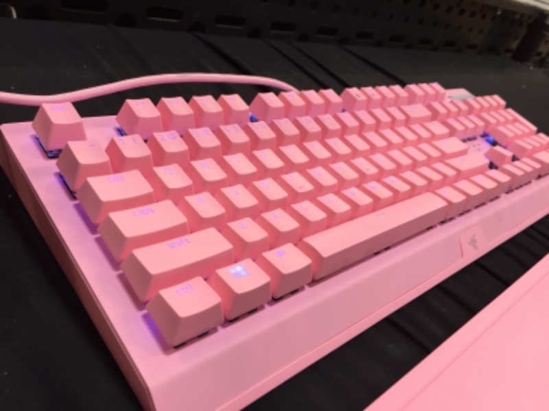 Photo 3 of Razer BlackWidow V3 Mechanical Gaming Keyboard: Green Mechanical Switches - Tactile & Clicky - Chroma RGB Lighting - Compact Form Factor - Programmable Macro Functionality - Quartz Pink