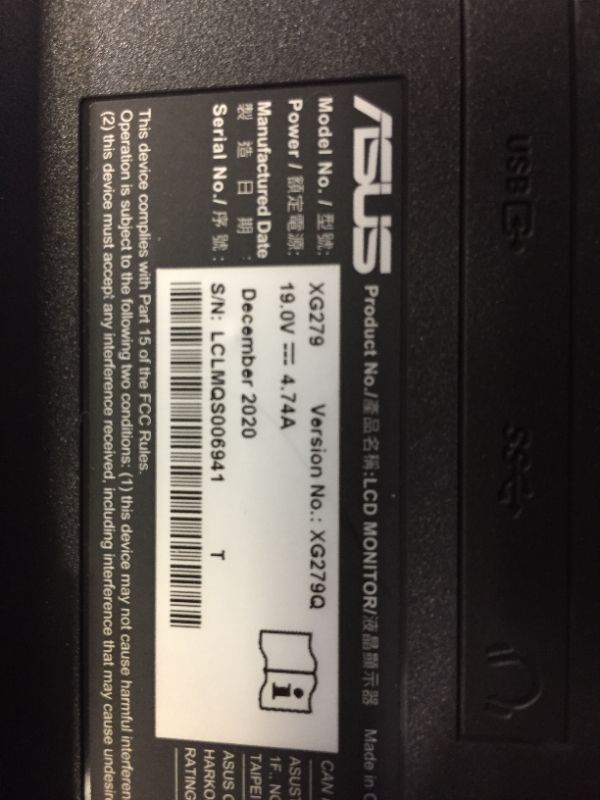Photo 1 of ASUS ROG Strix XG279Q 27-Inch LED Monitor, Black
