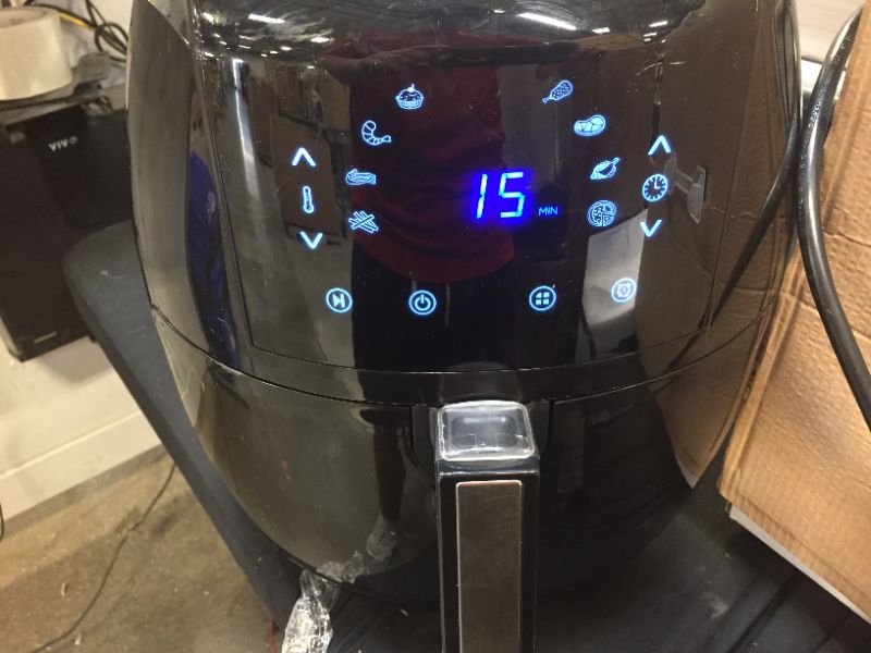 Photo 1 of 8-in-1 5.8 Qt. Black Electric Air Fryer with Recipe Book
