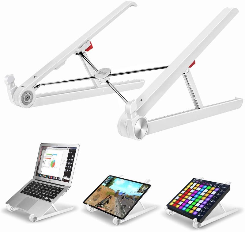 Photo 1 of Saiji Laptop Stand, Laptop Riser, Adjustable Height & Angle Blocker, Foldable Stand, Light-Weight Holder for MacBook Pro Air, Notebook, Thinkpad, Surface (Silver)
pack of 5
