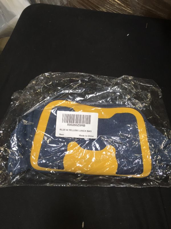 Photo 1 of blue and yellow lunch bag