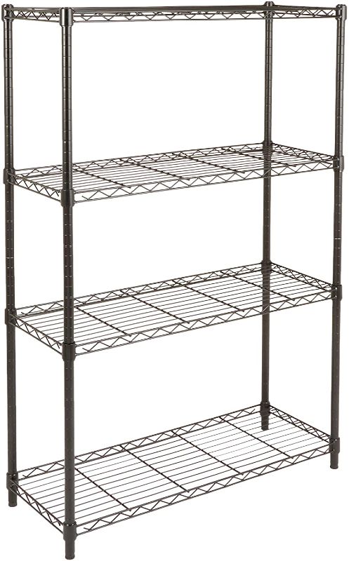 Photo 1 of Amazon Basics 3-Shelf Adjustable, Heavy Duty Storage Shelving Unit (250 lbs loading capacity per shelf), Steel Organizer Wire Rack, Black (23.3L x 13.4W x 30H)
