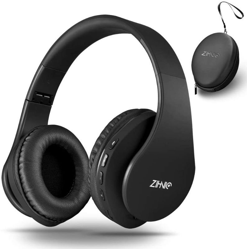 Photo 1 of zihnic Wireless Over-Ear Headset with Deep Bass, Bluetooth and Wired Stereo Headphones Buit in Mic for Cell Phone, TV, PC,Soft Earmuffs &Light Weight for Prolonged Wearing - Black 