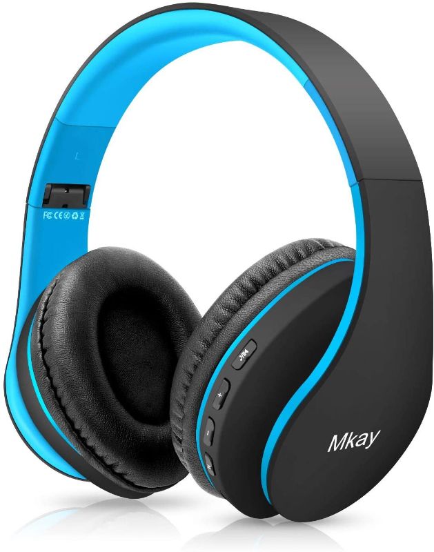Photo 1 of zihnic Wireless Over-Ear Headset with Deep Bass, Bluetooth and Wired Stereo Headphones Buit in Mic for Cell Phone, TV, PC,Soft Earmuffs &Light Weight for Prolonged Wearing - Black & Blue 