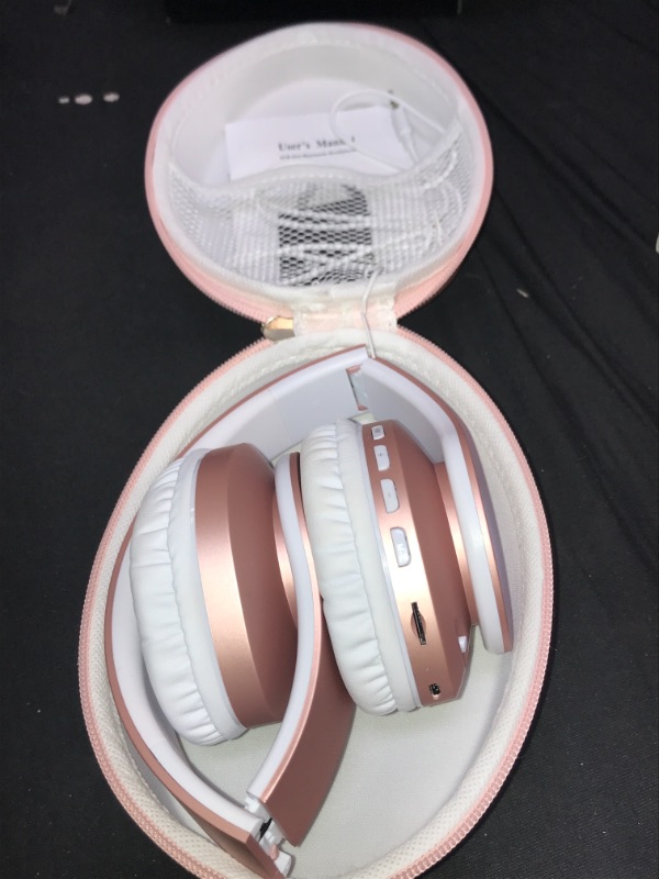 Photo 2 of zihnic Wireless Over-Ear Headset with Deep Bass, Bluetooth and Wired Stereo Headphones Buit in Mic for Cell Phone, TV, PC,Soft Earmuffs &Light Weight for Prolonged Wearing(Light Pink)