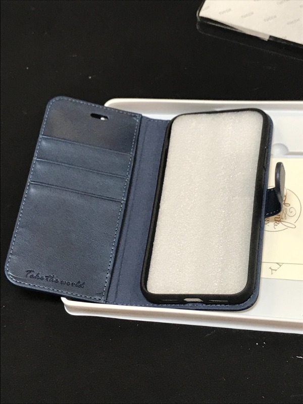 Photo 1 of Compatible with iPhone 12/12 Pro Wallet Case 5G (6.1" 2020) Genuine Cowhide Leather Folio Flip Cover [RFID Blocking] Credit Card Holder [Soft TPU Shell] Stand Function Folding Case, Royal Blue 2 Pack 
