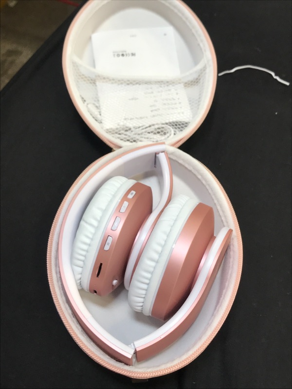 Photo 2 of Bluetooth Headphones Wireless,Tuinyo Over Ear Stereo Wireless Headset 35H Playtime with deep bass, Soft Memory-Protein Earmuffs, Built-in Mic Wired Mode PC/Cell Phones/TV- Rose Gold