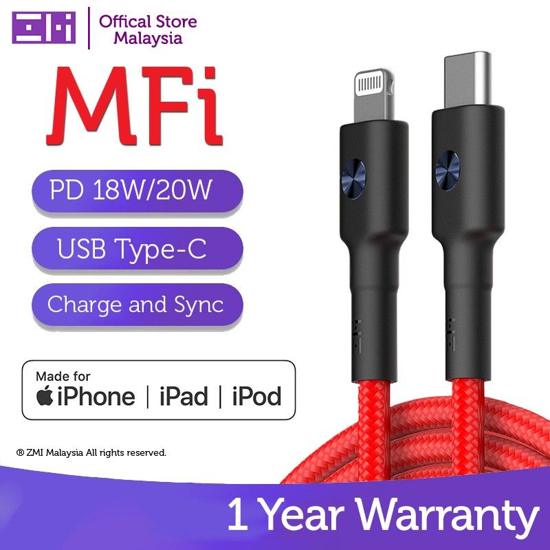 Photo 1 of ZMI Apple MFI Certified USB Type-C to Lightning 18W/20W Nylon PP Braided Sleeve Cable Type-C to Lightning PD 4 Packs 