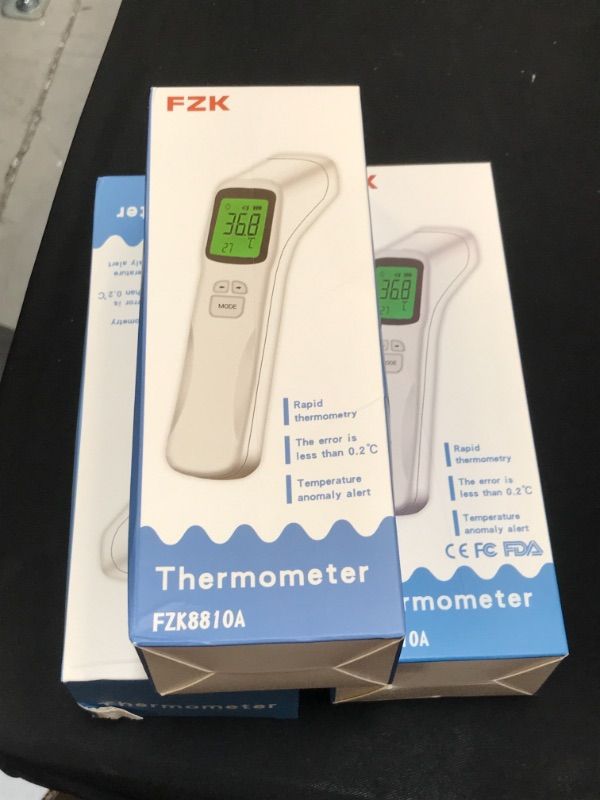 Photo 2 of Forehead Thermometer, Baby and Adults Thermometer with Fever Alarm, LCD Display and Memory Function, Ideal for Whole Family (White)