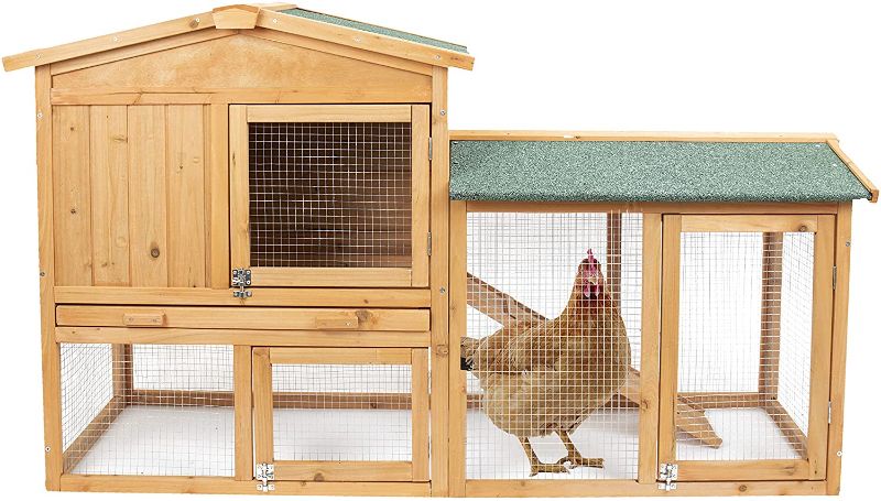 Photo 1 of 
Greatest Pet Shop Deluxe Two Tier Wooden Chicken Coop Habitat, Large Hutch Hen Nest for Backyards and Outdoors, Brown