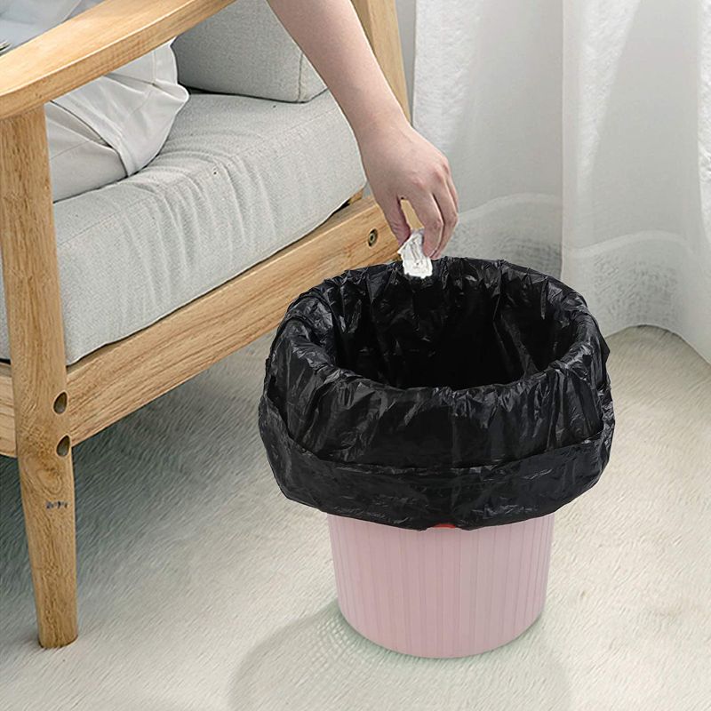 Photo 1 of 6 Gallon Drawstring Trash Bags, 105 Counts Black Garbage Bags