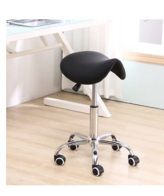 Photo 1 of KKTONER PU Leather Saddle Stool Height Adjustable Swivel Rolling Stool with Wheels Black (Multiple Colors)
