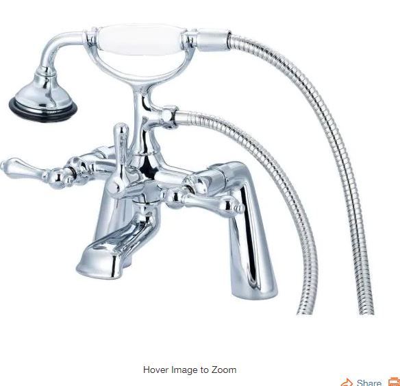 Photo 1 of 3-Handle Vintage Claw Foot Tub Faucet with Handshower and Lever Handles in Triple Plated Chrome
