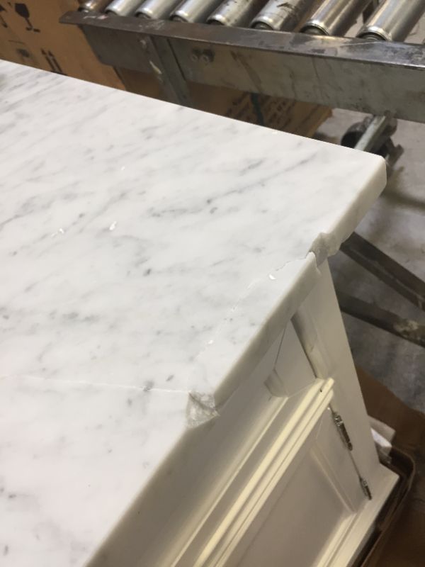 Photo 4 of 30 in. W x 22 in. D x 34 in. H Bath Vanity in White with Marble Vanity Top in Carrara White with White Basin
