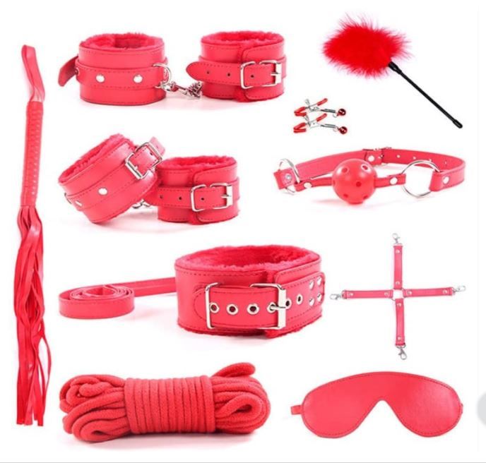 Photo 1 of 10Pcs Plush Bondage Under Bed Restraints Sex Restraints BDSM SM Restraining Straps Toys Adults Kit Pink