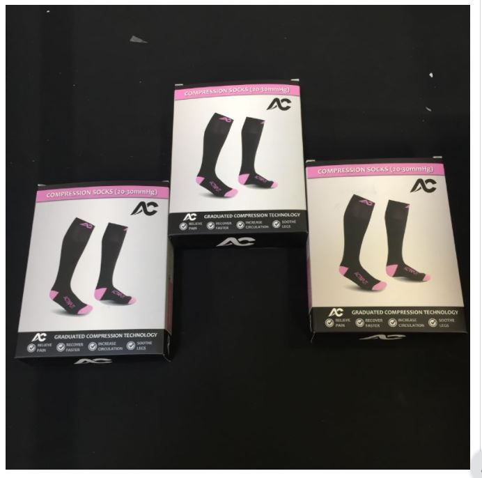 Photo 3 of 3 pairs of pink ACTINPUT Compression Socks 2030mmHg for Men  Women size XL