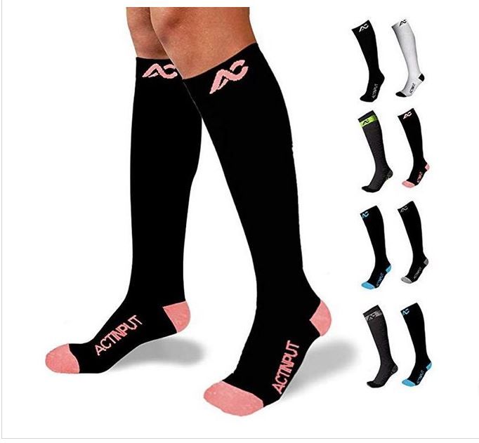 Photo 2 of 3 pairs of pink ACTINPUT Compression Socks 2030mmHg for Men  Women size XL
