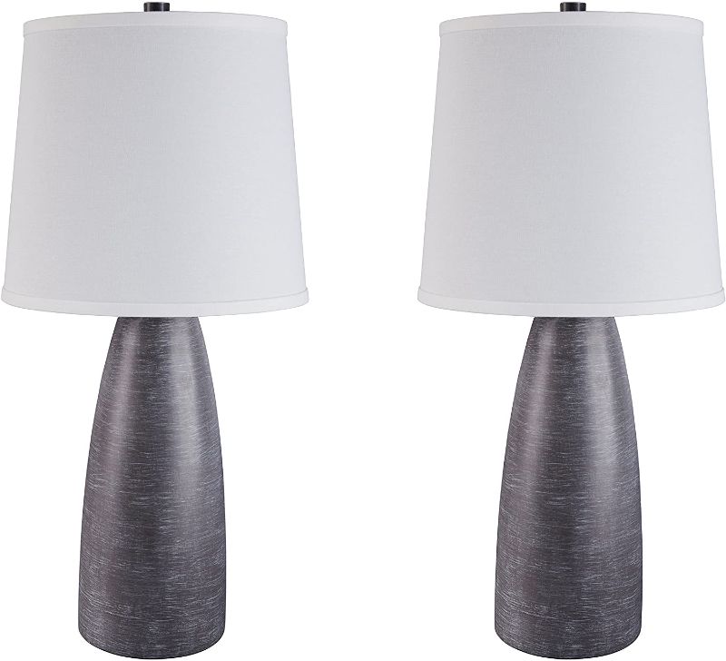 Photo 1 of Signature Design by Ashley Shavontae Modern Table Lamp, Set of 2 Lamps, 27.5", Gray
