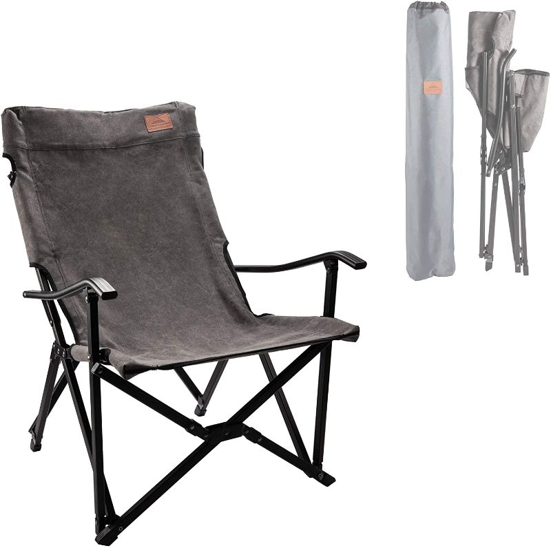 Photo 1 of CAMPINGMOON Foldable Cotton Canvas Campfire Bonfire Open Fire Pits Camping Chair Low Style Chair Gray F-1003C-H
