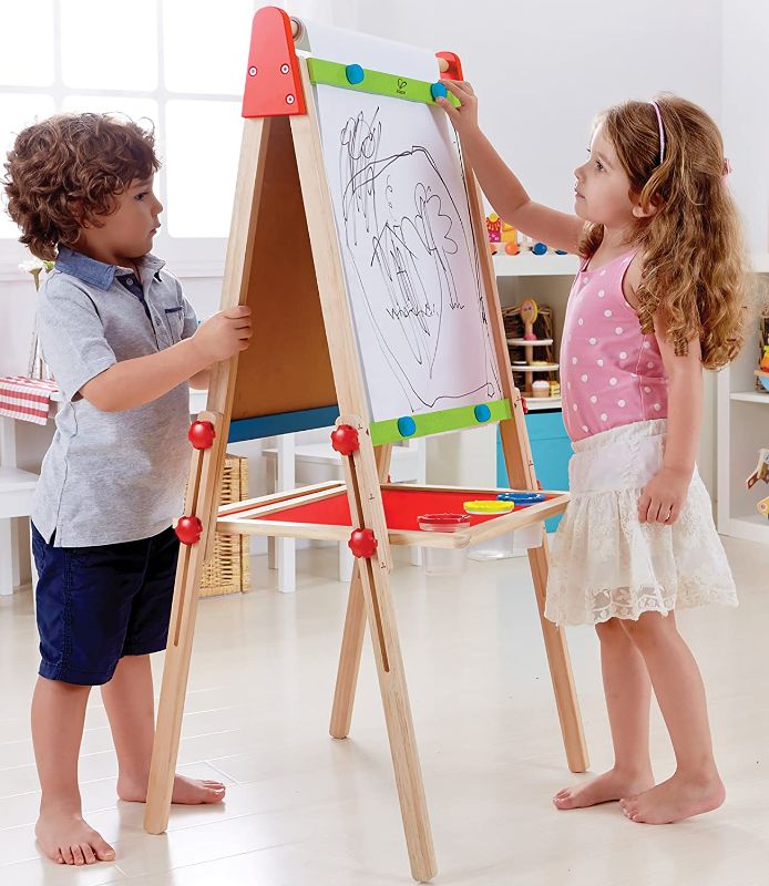 Photo 1 of Award Winning Hape All-in-One Wooden Kid's Art Easel with Paper Roll and Accessories Cream, L: 18.9, W: 15.9, H: 41.8 inch
