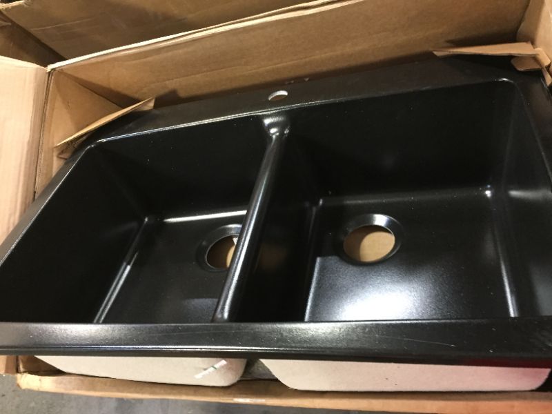 Photo 3 of 32x 22 inches sink color black two bowl 