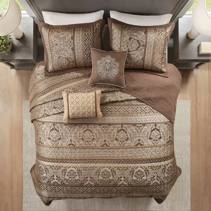 Photo 1 of Brown Mirage Jacquard Bedspread 5pc

