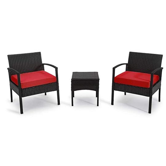 Photo 1 of SKU: HZ012 - Grearden 3 Piece Wicker Outdoor Patio Set with Table
