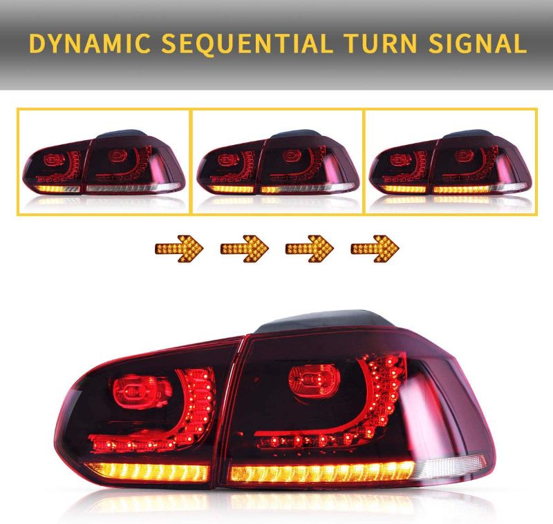 Photo 1 of incomplete generic 3 pieces only ---Full LED Tail Lights Assembly Compatible for Volkswagen Golf6 MK6 2010-2014 Rear Lamp Assembly, YAB-GEF-0183A (Red & Clear)

