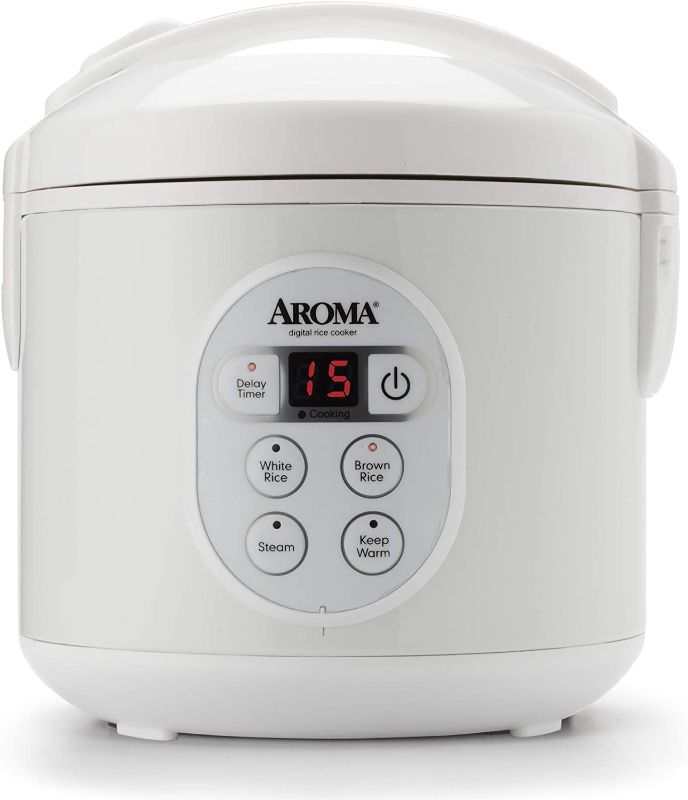 Photo 1 of Aroma Housewares 8-Cup (Cooked) (4-Cup UNCOOKED) Digital Rice Cooker and Food Steamer (ARC-914D),White