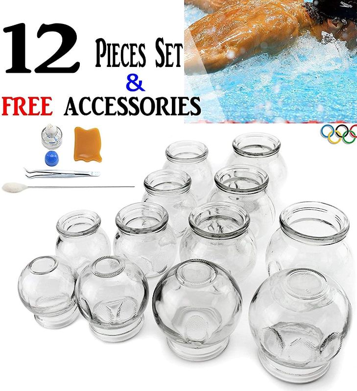 Photo 2 of ?? Medical Grade Glass Cupping Therapy Set Professional Vacuum Cupping Therapy Equipment (12 pcs Thick Glass Cupping Set with BOUNS Kits Pro)
