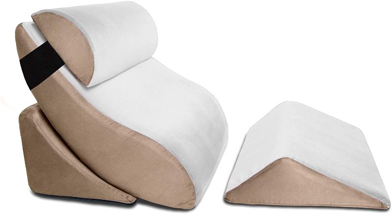 Photo 1 of Avana Kind Bed Orthopedic Support Wedge Pillow Comfort System, 4-Piece-Set, Cloud/Camel
