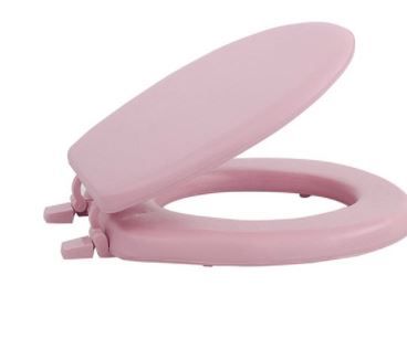 Photo 1 of  Achim Fantasia 17" Soft Standard Vinyl Toilet Seat, One Size Fits All, Pink

