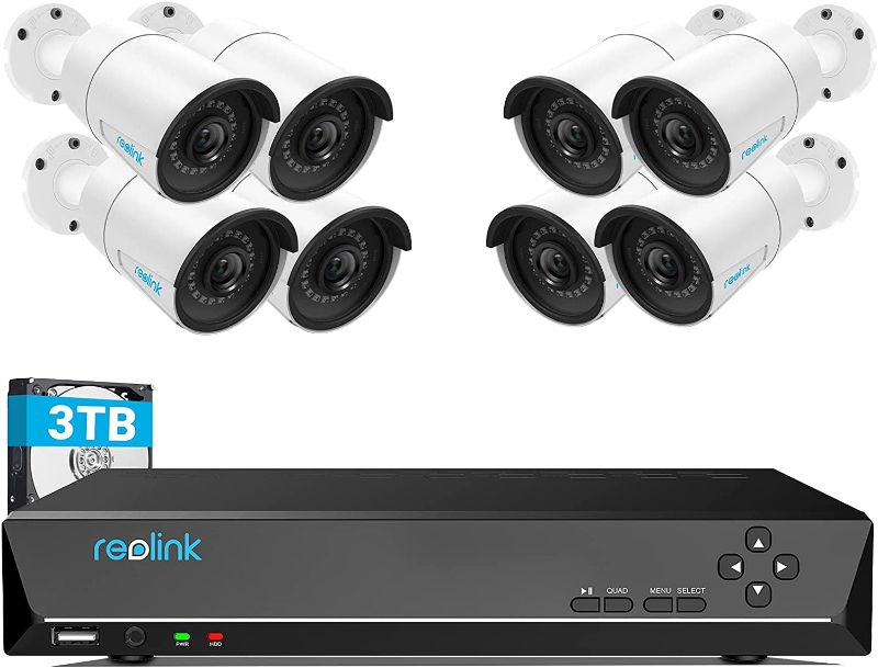 Photo 1 of REOLINK 4MP 16CH PoE Security Camera System for Home and Business, 8pcs Wired Indoor Outdoor 1440P PoE IP Cameras, 8MP 16CH NVR with 3TB HDD for 24-7 Recording, RLK16-410B8
