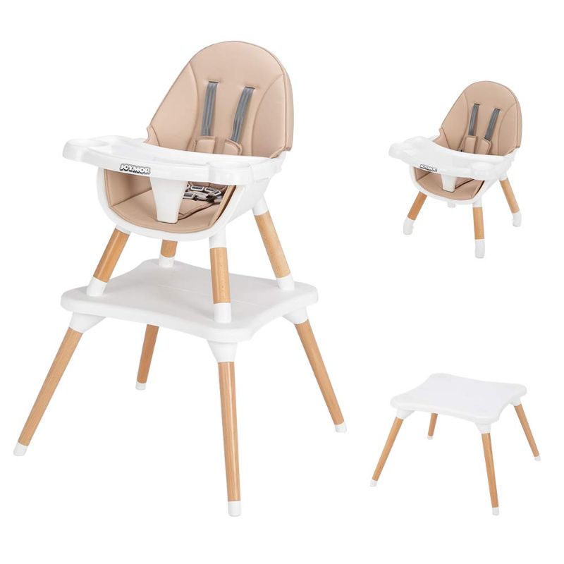 Photo 1 of JOYMOR 5-in-1 Baby High Chair for Infants to Toddler, 4-Position Adjustable for Baby/Infants/Toddlers,Wooden Highchair Seats for Eating,Kids Table and Chair Set (Off White)
