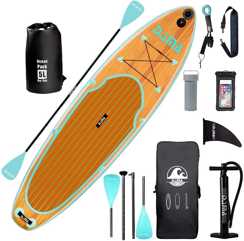 Photo 3 of DAMA 9'6"/10'6"/11'Inflatable Stand Up Paddle Board, Yoga Board, Camera Seat, Floating Paddle, Hand Pump, Board Carrier, Waterproof Bag, Drop Stitch, Traveling Board for Surfing
