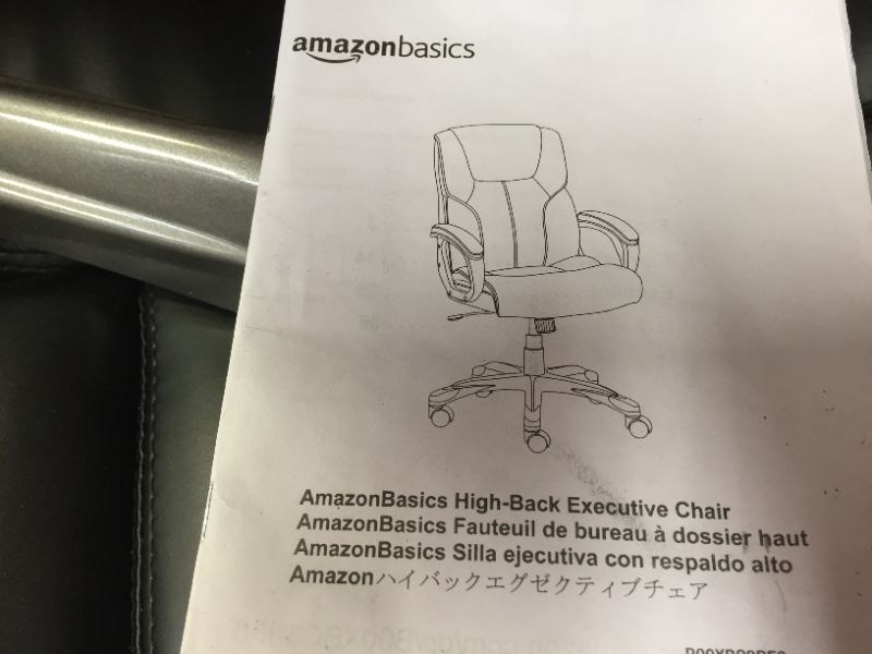 Photo 3 of Amazon Basics Executive Office Desk Chair with Armrests (Black/Pewter) (ITEM IS DIRTY)