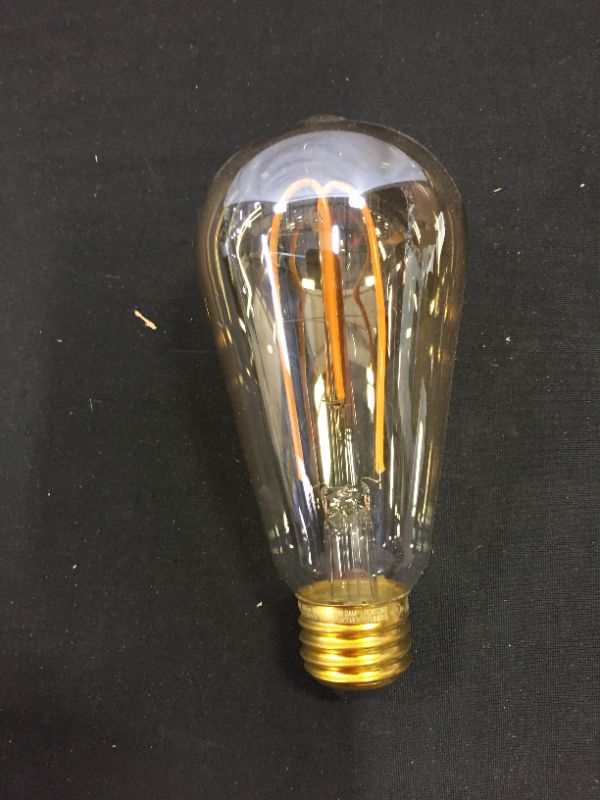Photo 2 of 60-Watt Equivalent ST19 Dimmable LED Amber Glass Vintage Edison Light Bulb With Vertical Filament Warm White