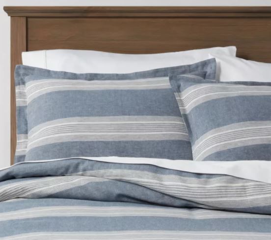 Photo 1 of Chambray Yarn Dye Stripe Duvet & Sham Set - Threshold QUEEN